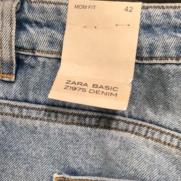 🆕 ZARA Basic Denim Stripe Mom Fit Jeans High Rise - Picture 12 of 14